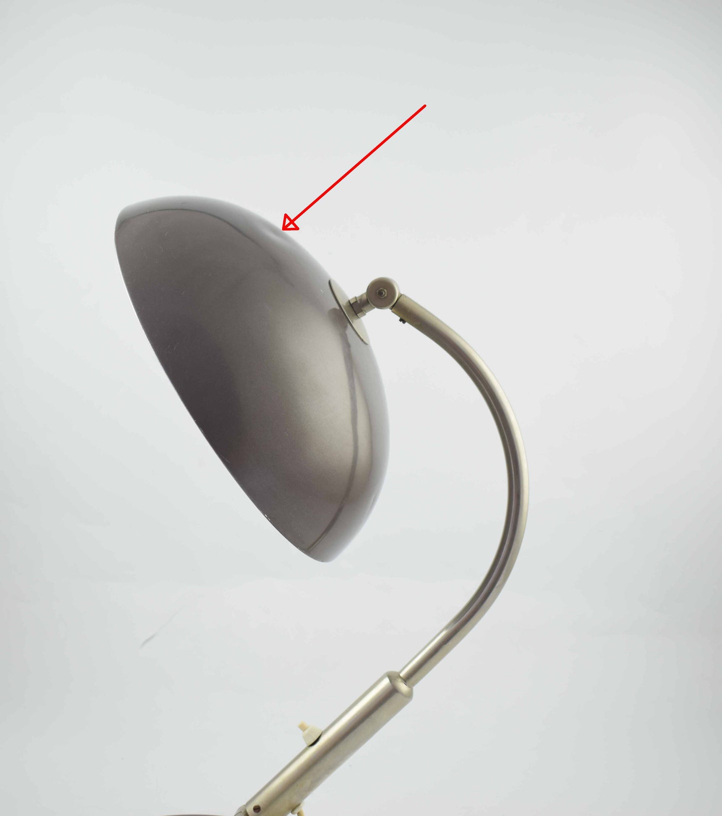 Hala Desk lamp Model 144 designed Busquet, famous dark grayish-brown and chrome design table light from The Netherlands