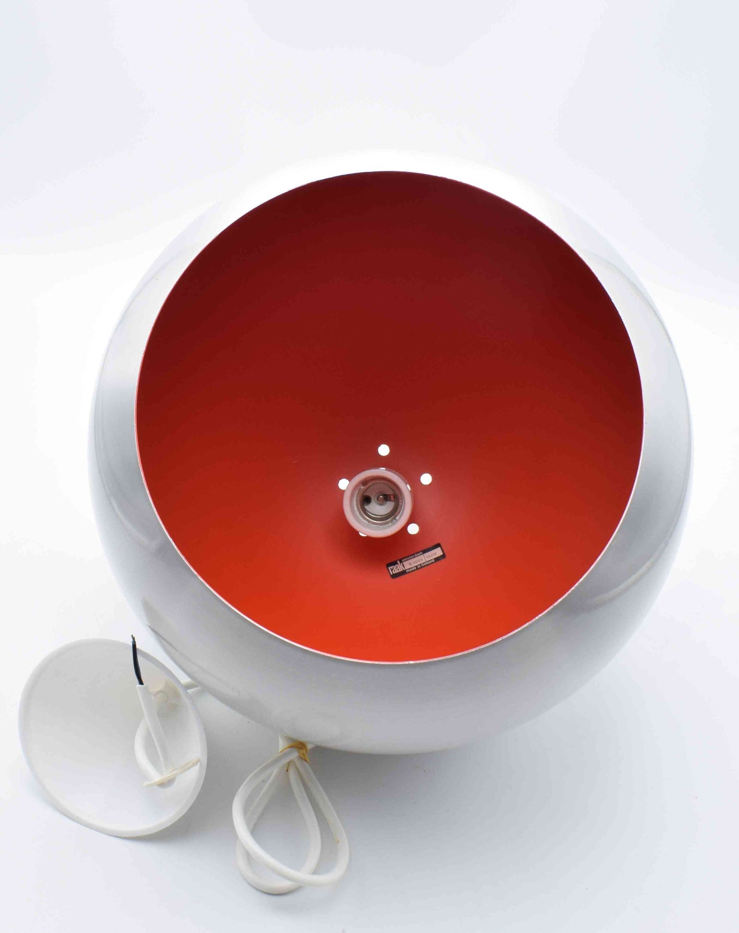 Raak Amsterdam b-1083 pendant lamp silver-chrome metal inside Japanese orange