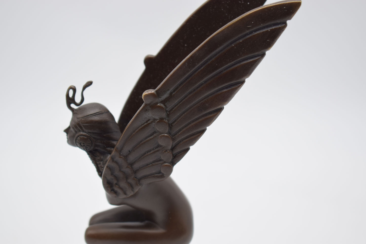 Bronze statue, car mascot, art deco statue, Egyptian god, M Bonnot, Mascotte automobiles, Michel Legrand, Jeff Koons, René Lalique, Max Le Verrier, Demétre Chiparus, clasic statue, car memorabilia