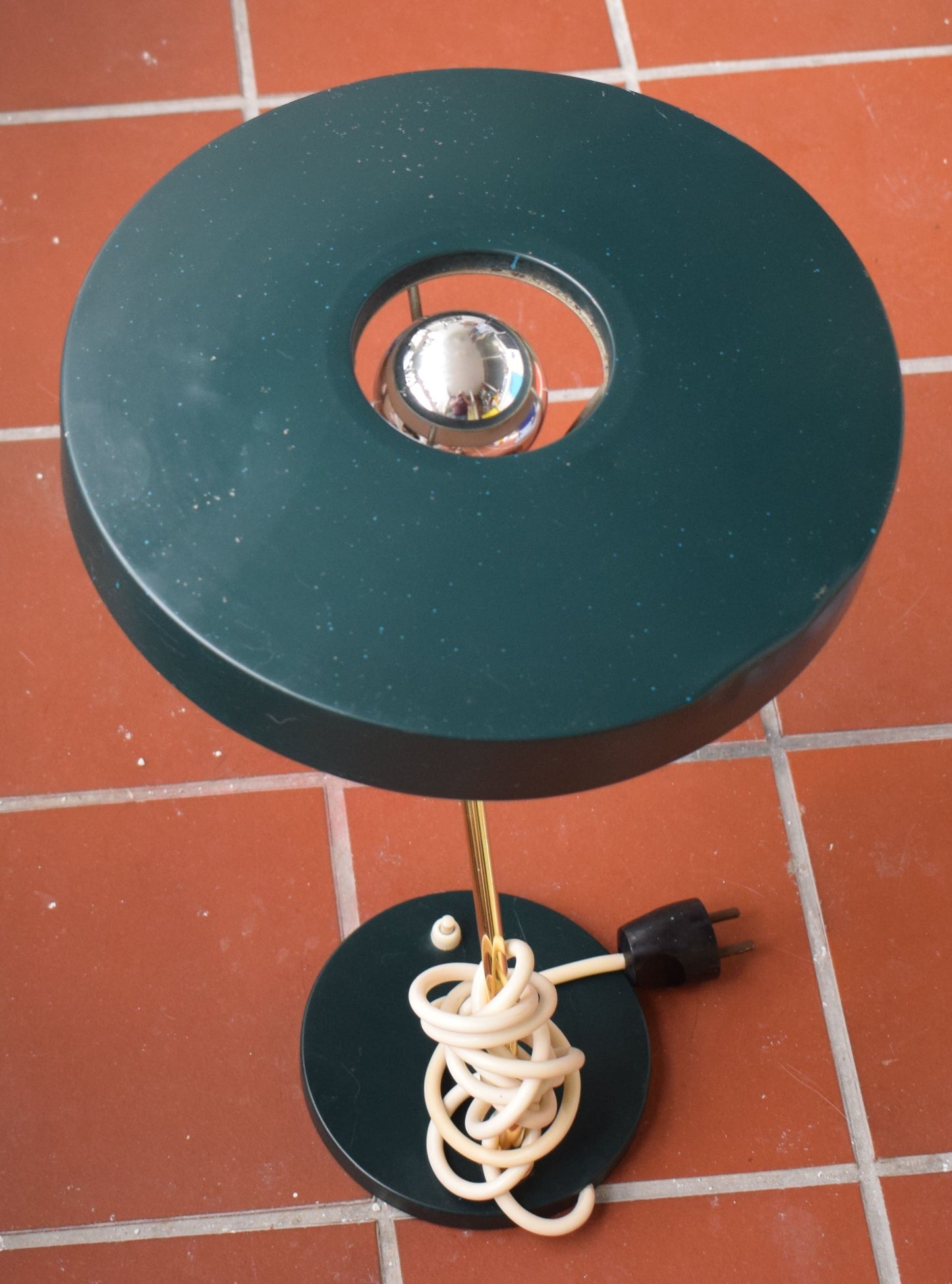 Dutch Louis Kalff PHILIPS industrial olive dark green table lamp 1950s
