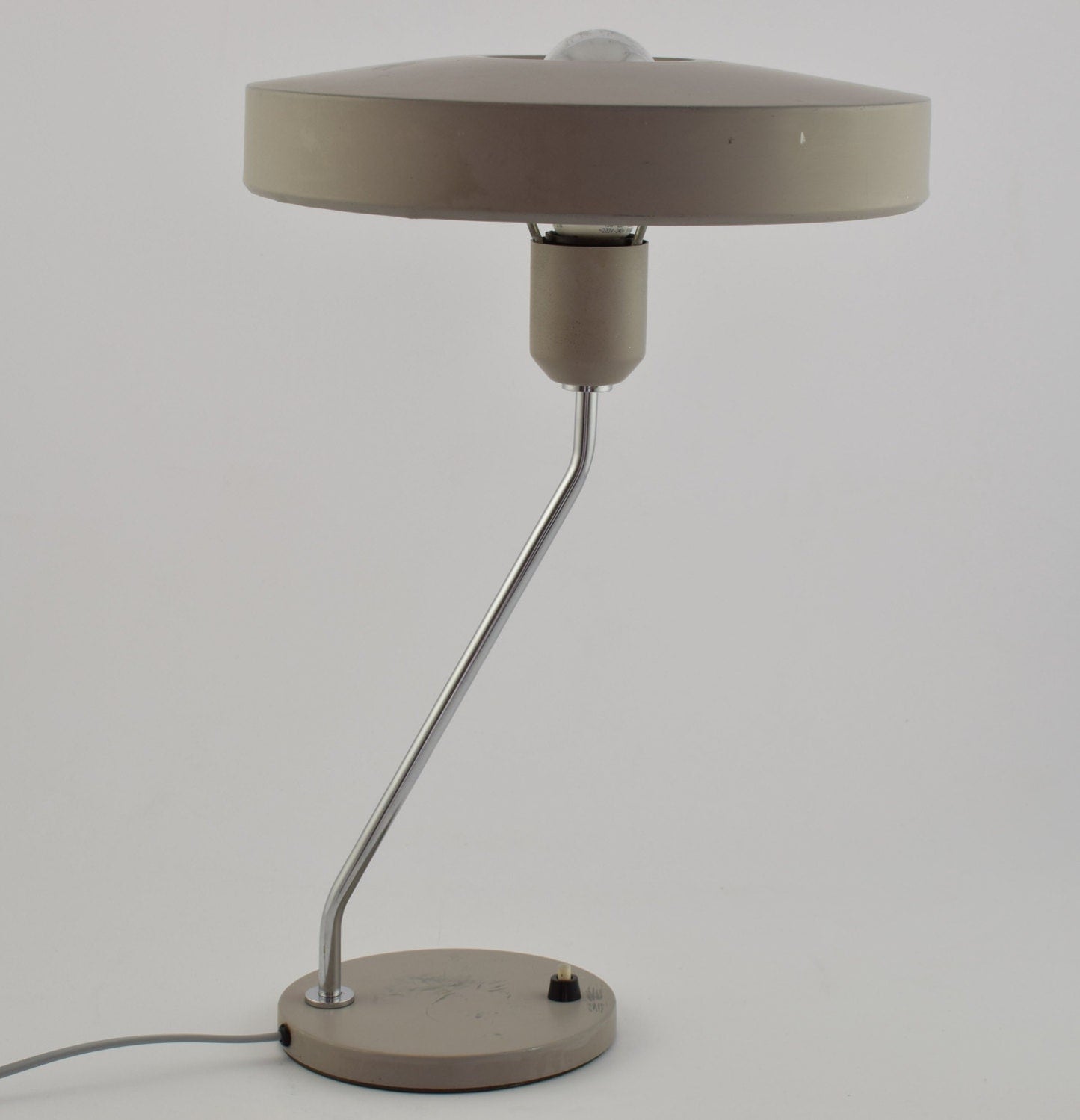 Dutch Louis Kalff PHILIPS industrial grey table lamp 1950s