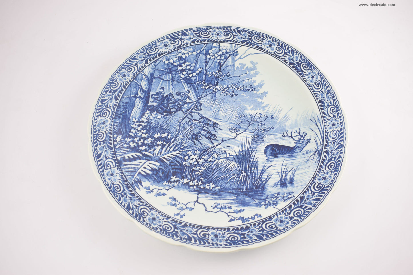 Delfts blue platter from Royal sphinx maastricht, wall plaque by Petrus Regout