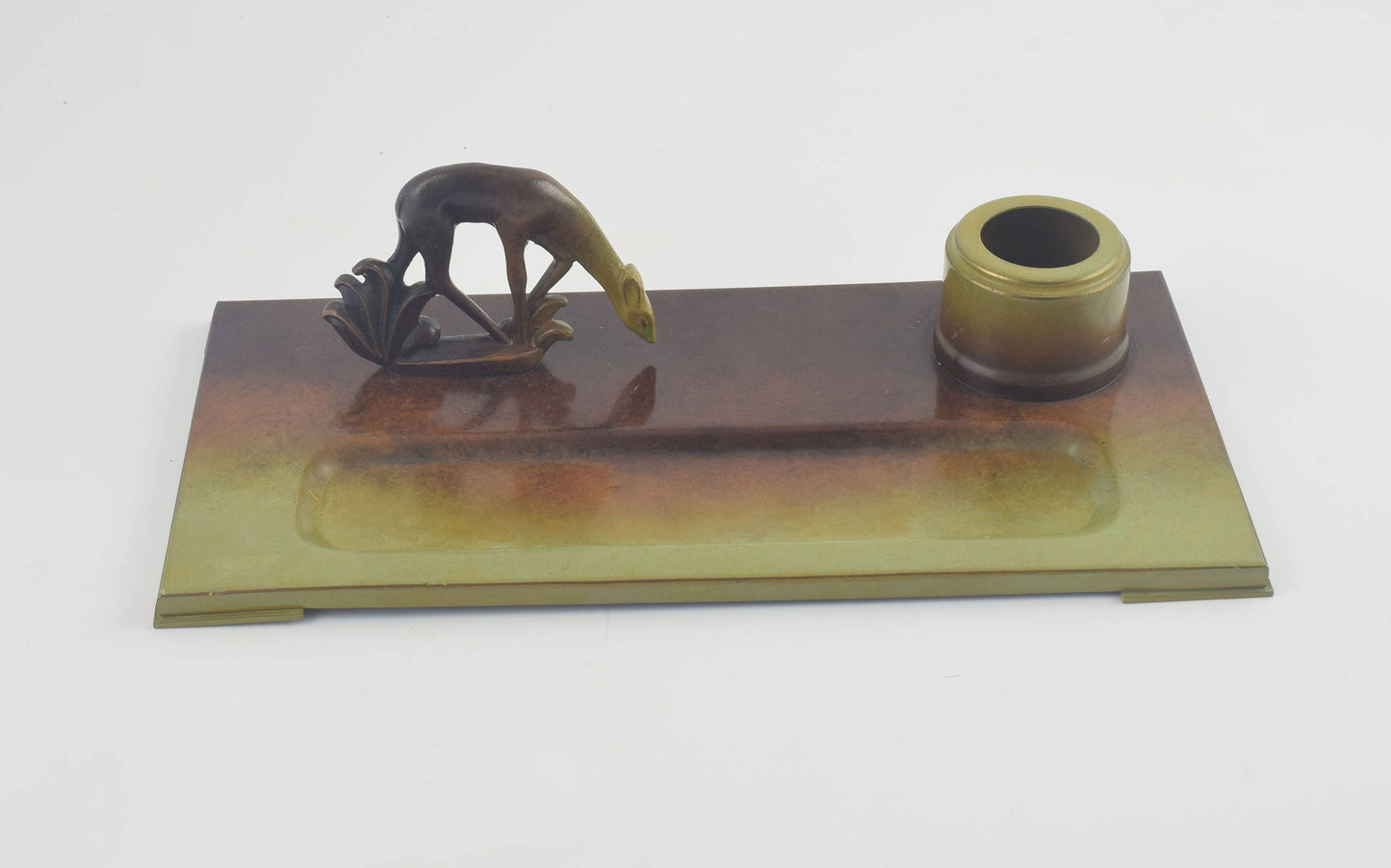 Ystad bronze inkwell, swedish brons design inkwell from ystad sweden c. 1930s