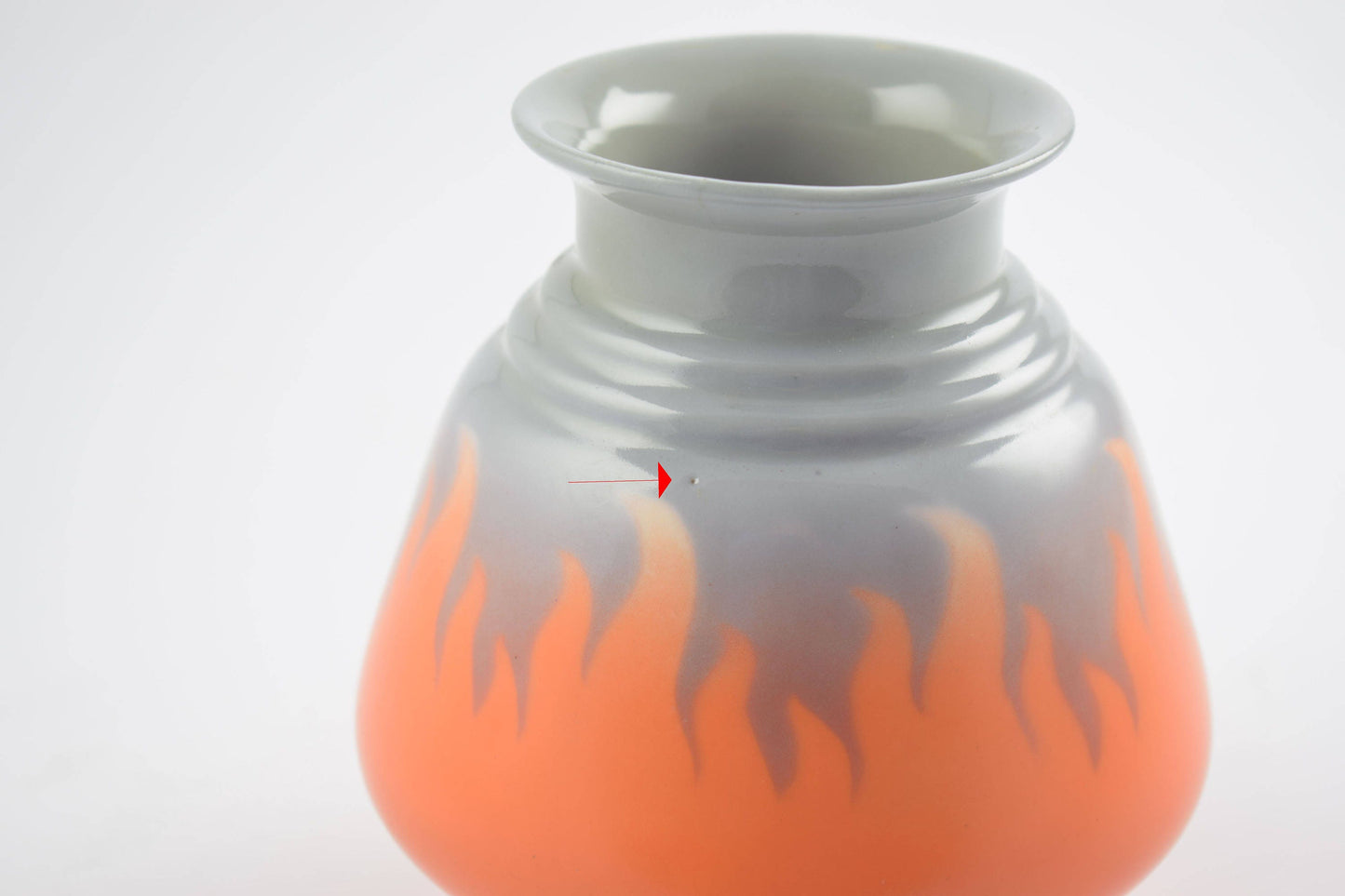 Ceramic Vase Mosa Maastricht, Flower vase Mosa ornage gray with flames pattern