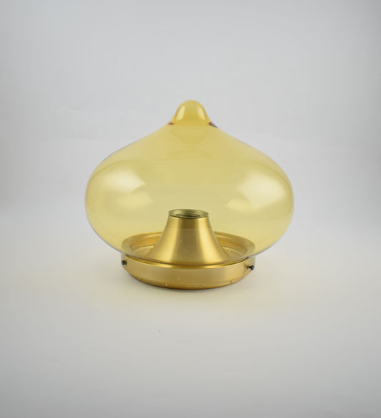 Yellow ocher Dijkstra ceiling light from the seventies, the druppel or drop