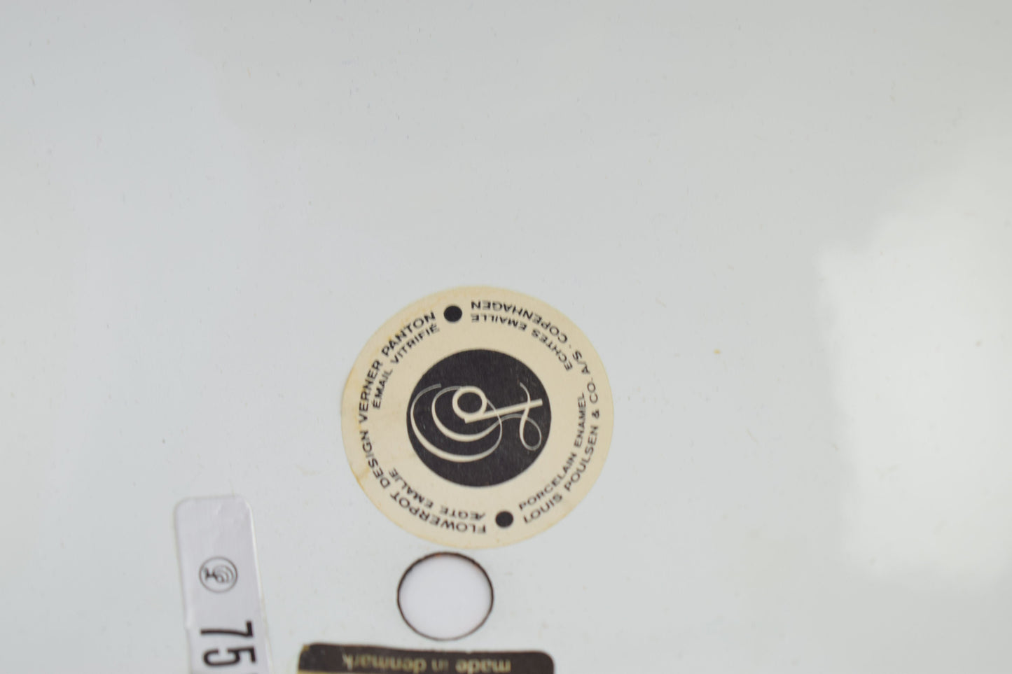 Orange enamel on steel Flowerpot from Verner Panton for Louis Poulsen. Original 1960s Danish enamel version