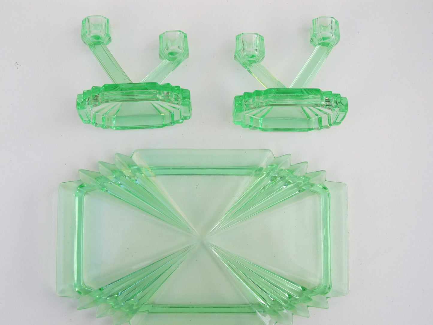 Art deco vintage Dienblad en kandelaars