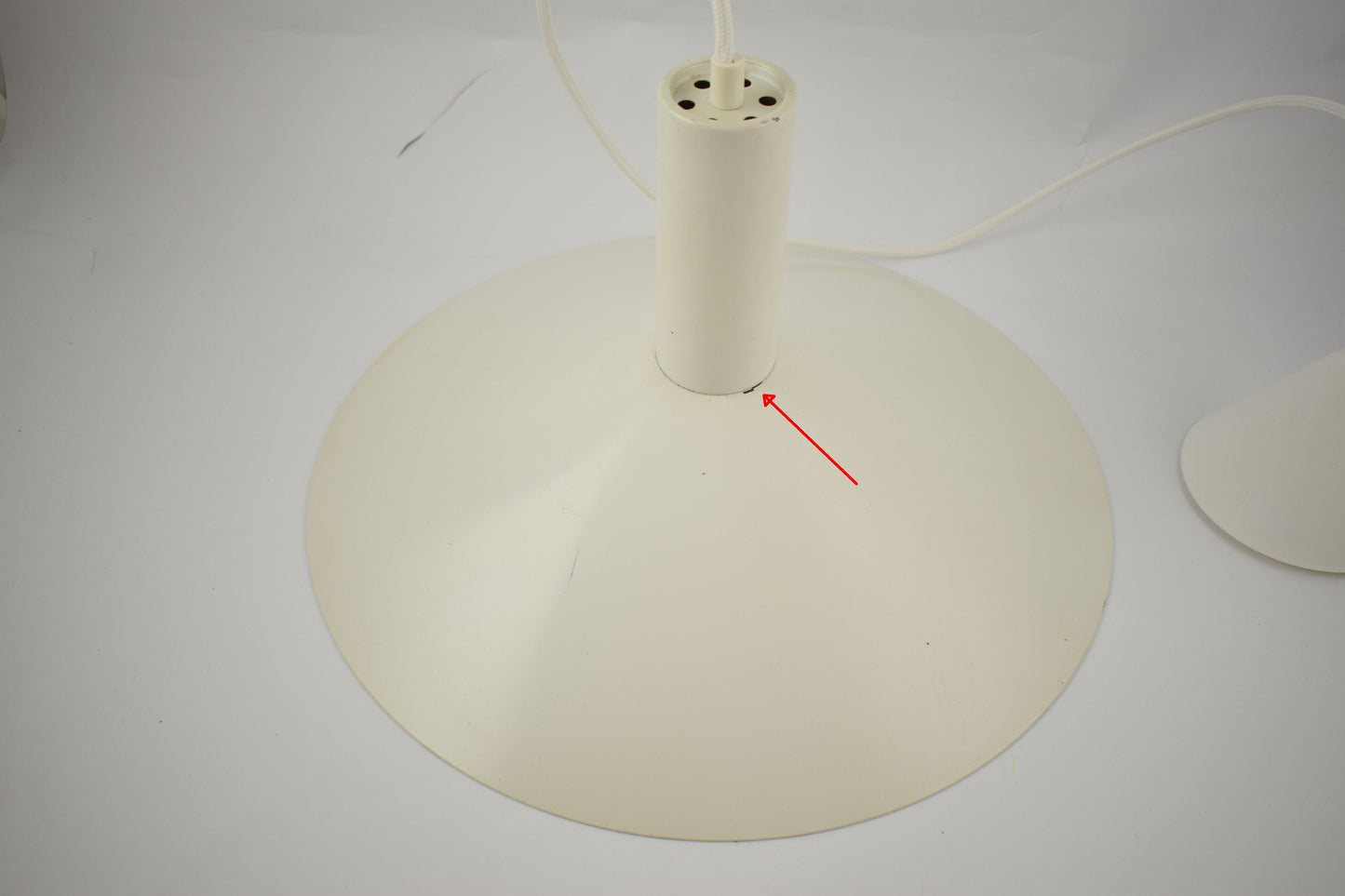 Fog and Morup Formel 2 white pendant lamp designed by Hans Due, Denmark 1975.