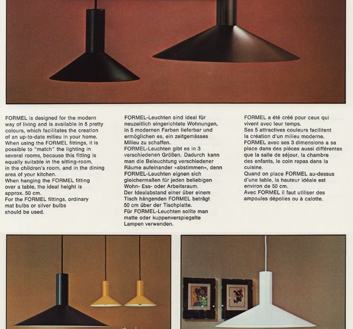 Fog and Morup Formel 2 white pendant lamp designed by Hans Due, Denmark 1975.