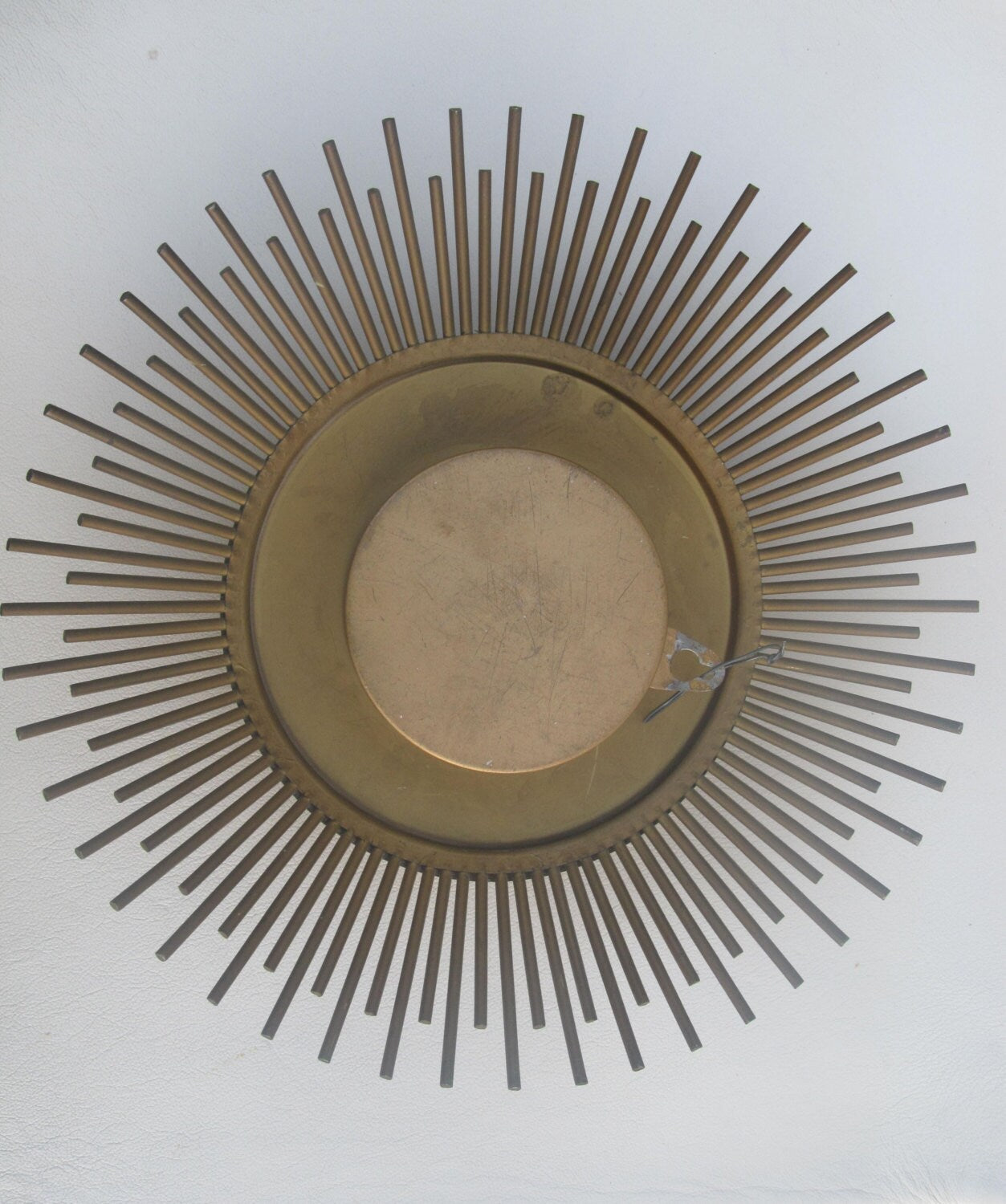 Hilbink mid century sunburst wall clock, copper Bras clock from the 1960s
