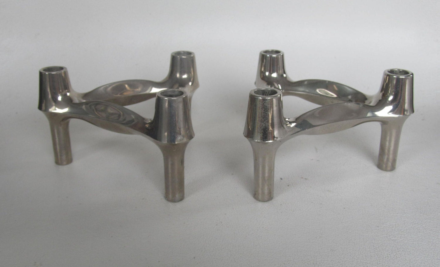 candle holders designed by Ceasar Stoffi and Fritz Nagel and manufactured by BMF (Bayerische Metallwaren Fabrik) Set of Six & stackable