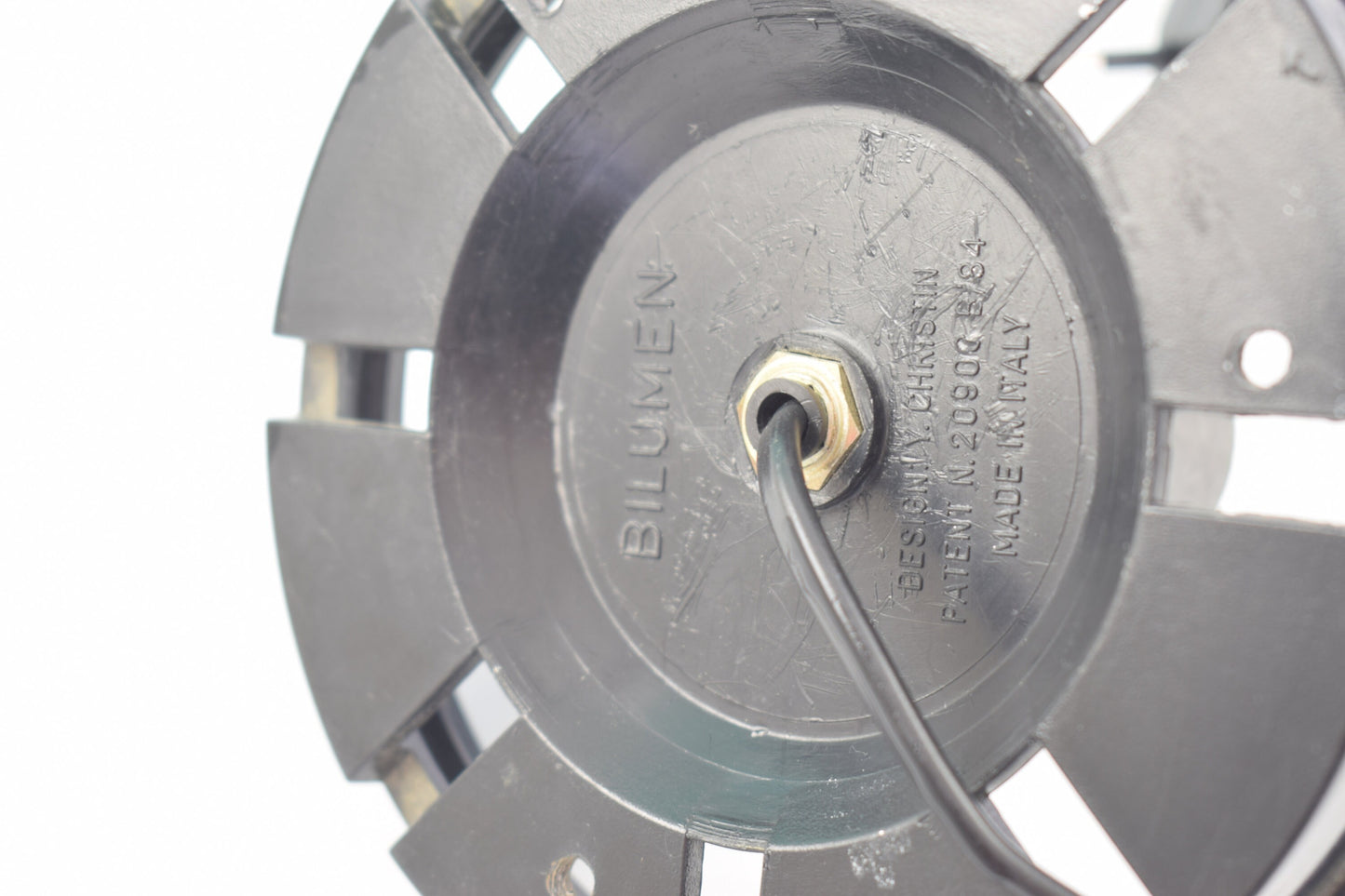 Balloon lamp designed by Yves Christin for Bilumen table or wall/ceiling light, Italy 1970s diffuser of blown plastic and black ABS base