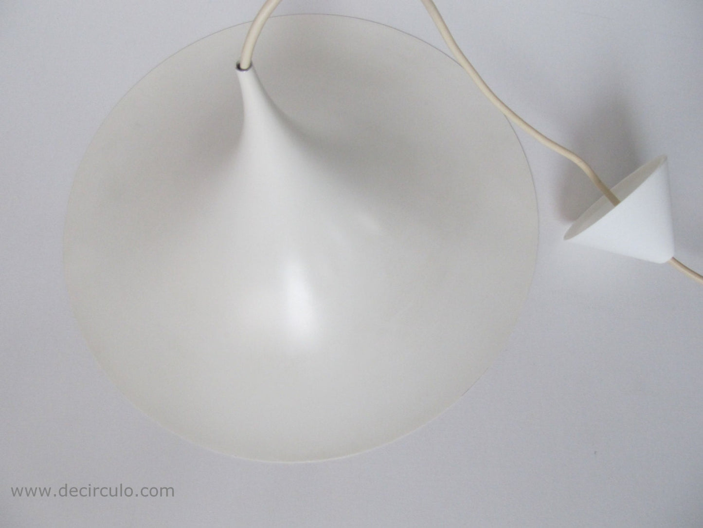 Lyskaer pendant lamp SEMI, white hanging light from the 1980s