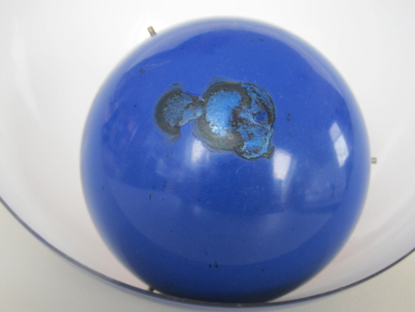 Blue enamel Flowerpot of Verner Panton for Louis Poulsen. Original 1960s danish enamal version