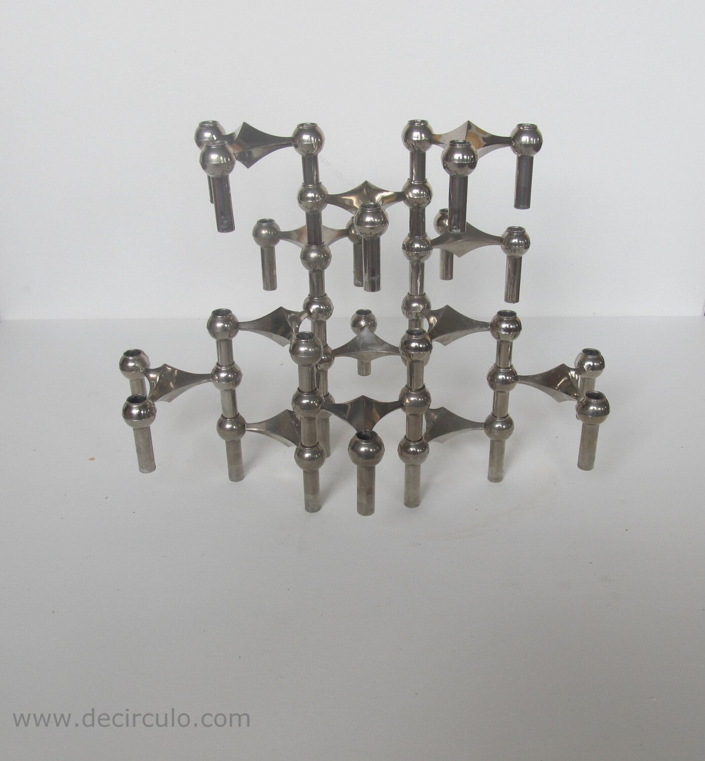 12 Candle holders S22 designed by Ceasar Stoffi and Fritz Nagel and manufactured by BMF Set of 12 & stackable