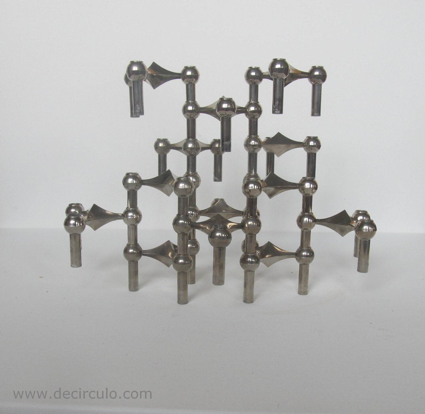 12 Candle holders S22 designed by Ceasar Stoffi and Fritz Nagel and manufactured by BMF Set of 12 & stackable