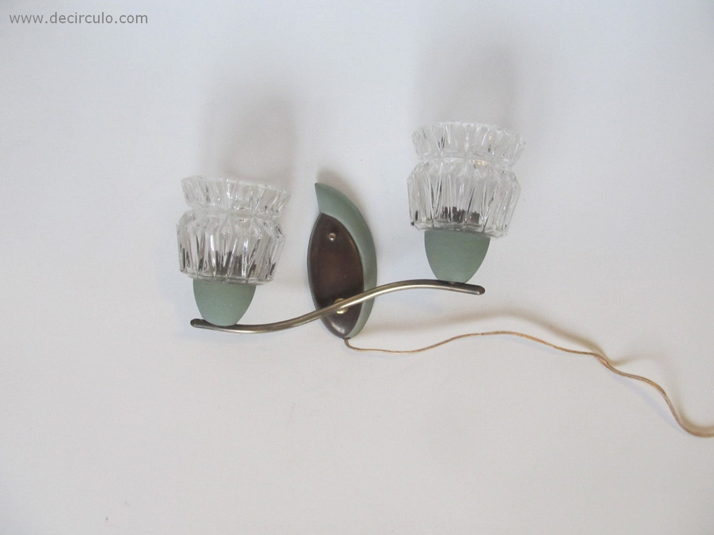 Mid century wall lights brass sconces with crystal glasses from 1960.