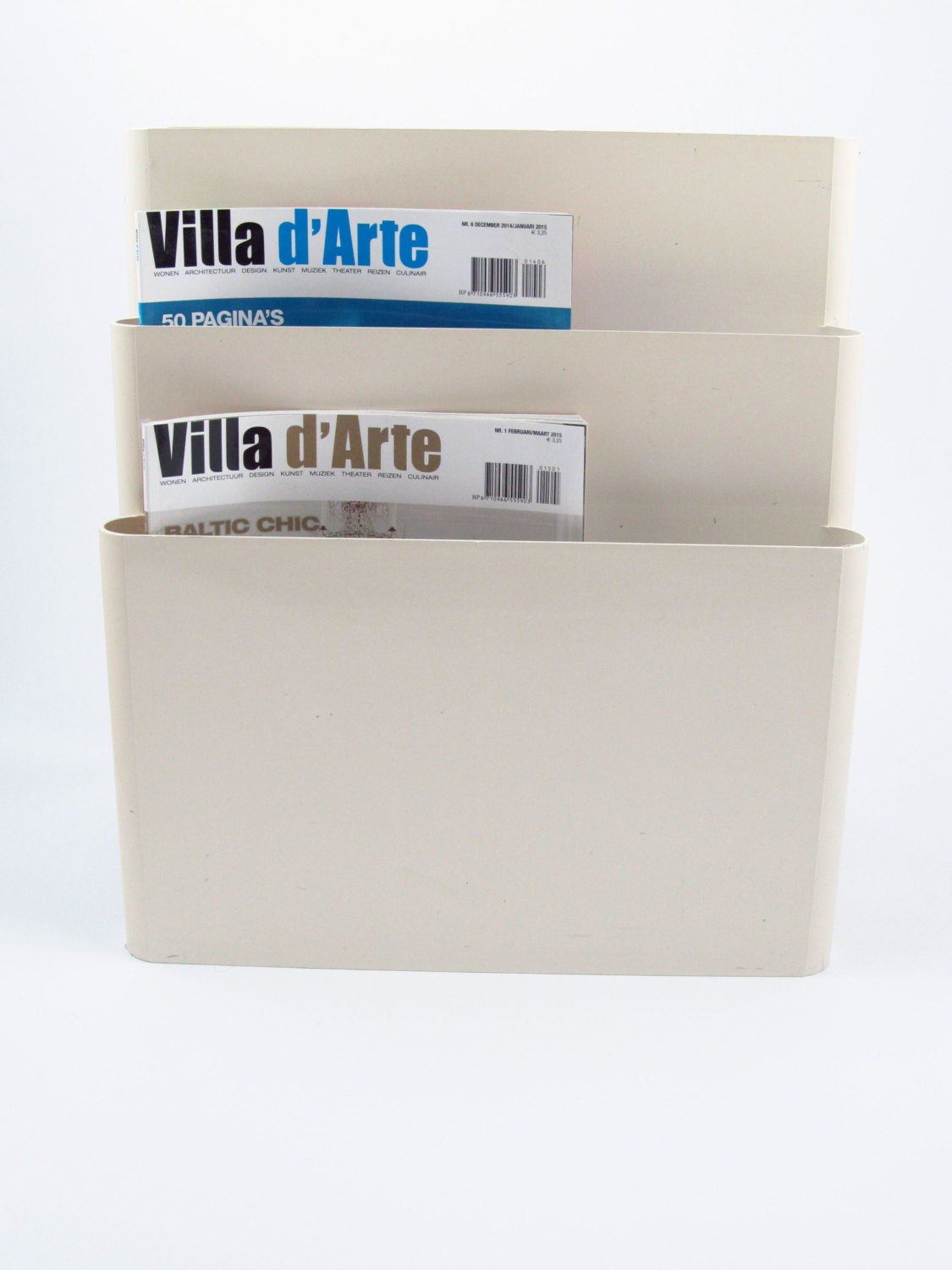 Kartell Giotto Stoppino Gran estante para revistas o periódicos vintage blanco de los años 70