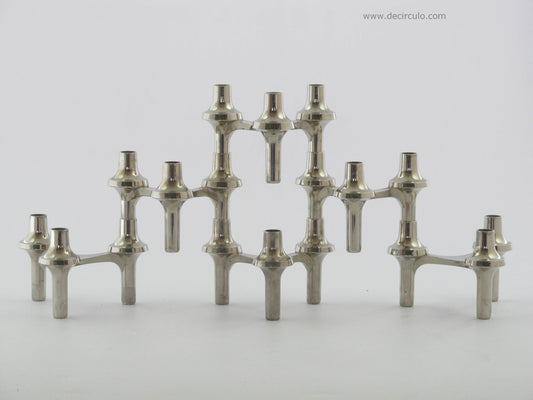 7 nagel candle holders, design vintage stackable bmf candle stick holders