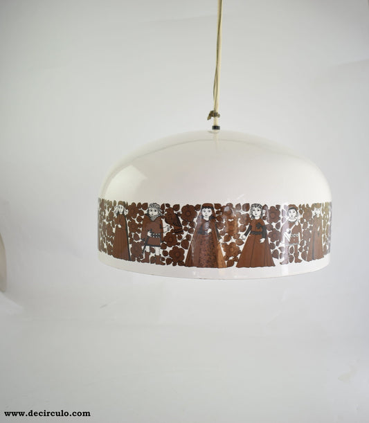 Enamel Pendant Lamp by Kaj Franck & Esteri Tomula for wartsila Arabia Finland, 1960s
