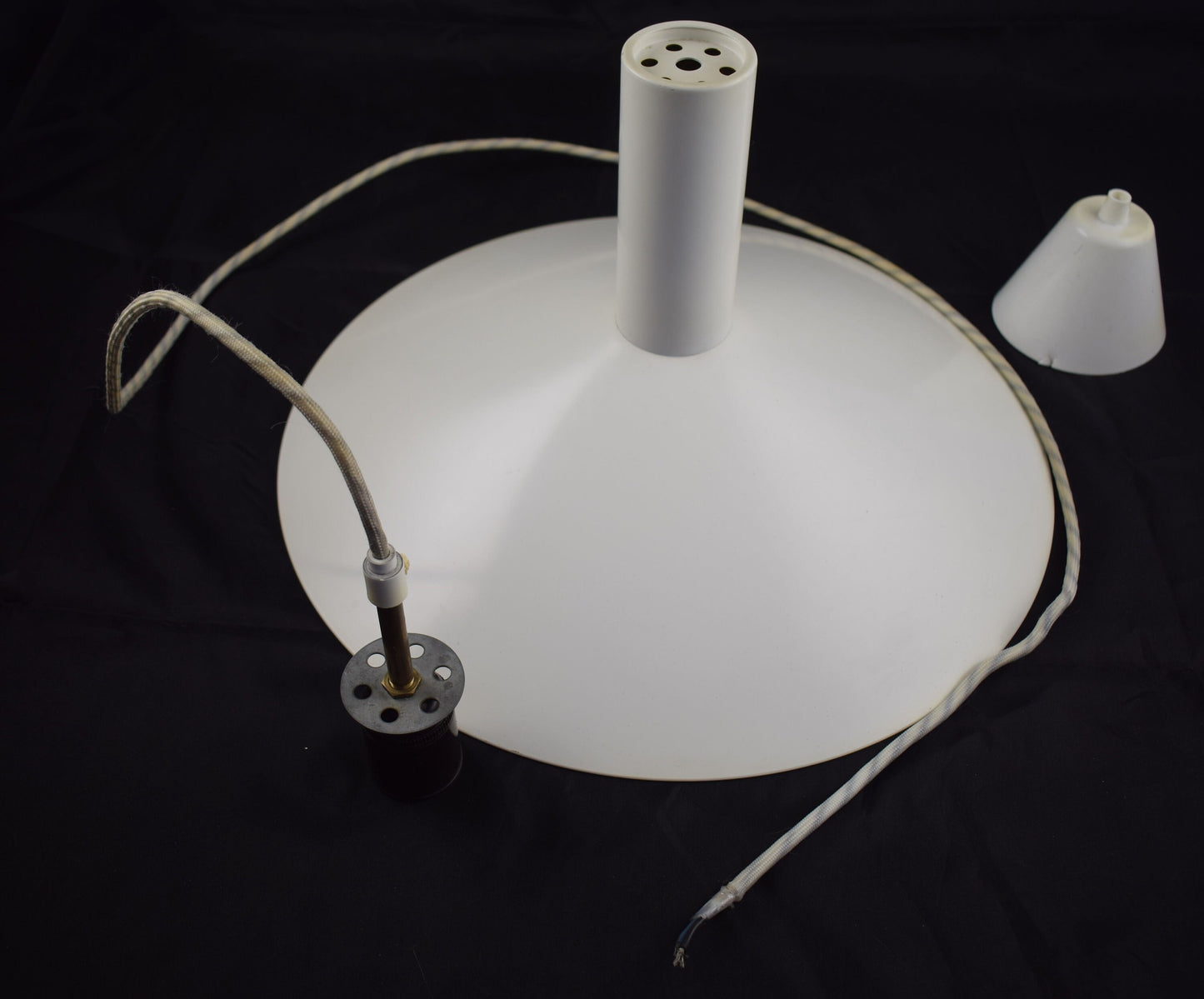 Fog and Morup Formel 2 white pendant lamp designed by Hans Due, Denmark 1975.