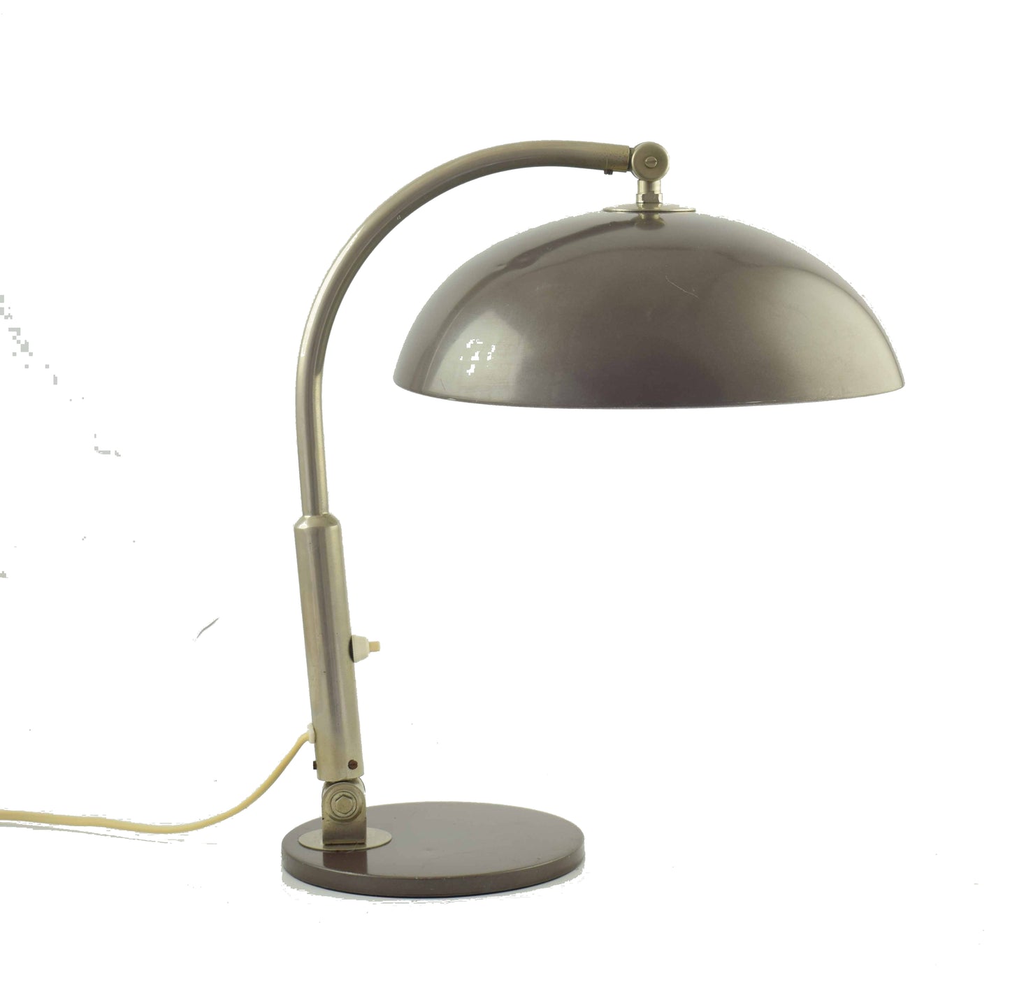Hala Desk lamp Model 144 designed Busquet, famous dark grayish-brown and chrome design table light from The Netherlands