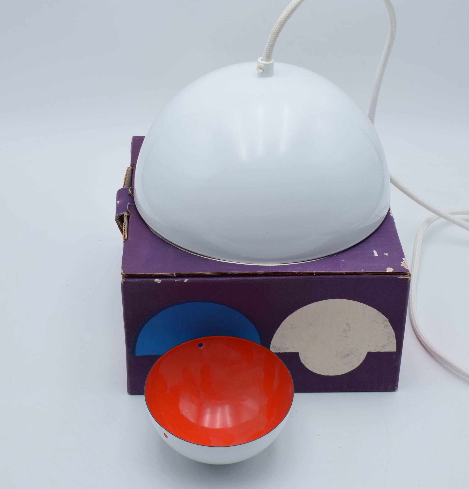 Danish, Verner Panton, Louis Poulsen, Scandinavian, flowerpower, turquoise enamel, ceiling light, lighting, pendant lamp, pendant light, mad men lamp, mid century modern, orange flowerpot