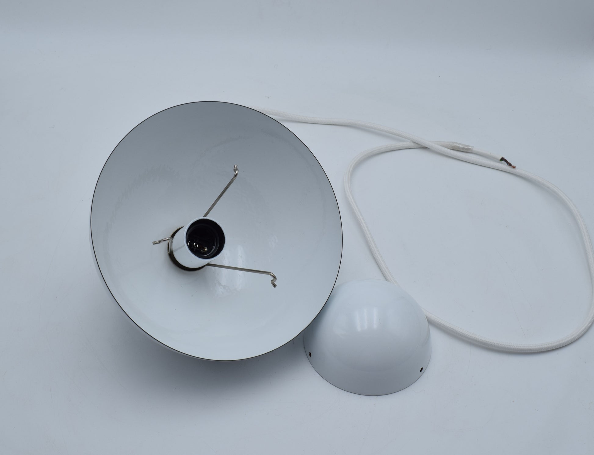 Danish, Verner Panton, Louis Poulsen, Scandinavian, flowerpower, turquoise enamel, ceiling light, lighting, pendant lamp, pendant light, mad men lamp, mid century modern, orange flowerpot