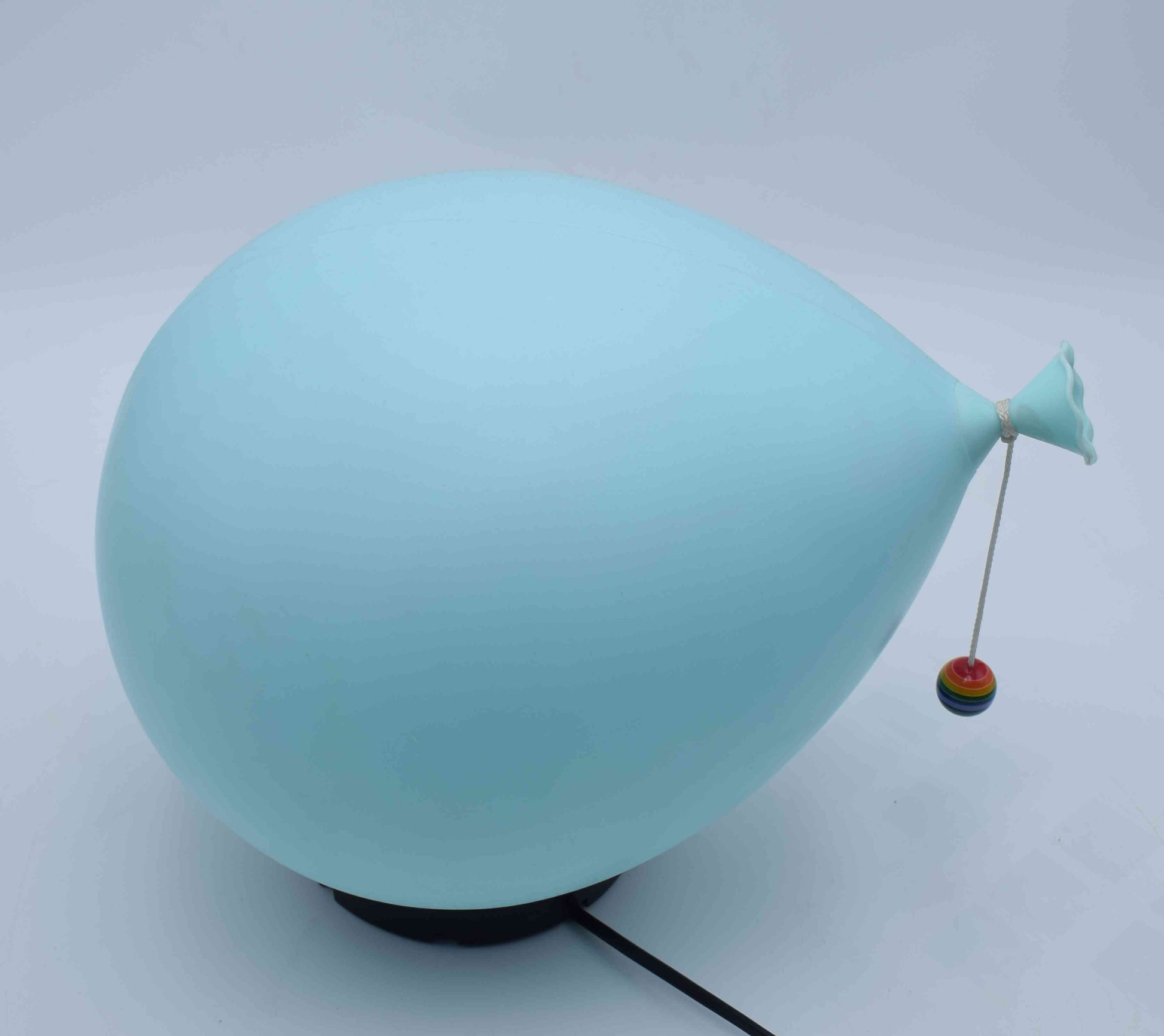 Balloon lamp designed by Yves Christin for Bilumen table or wall/ceiling light, Italy 1970s diffuser of blown plastic and black ABS base