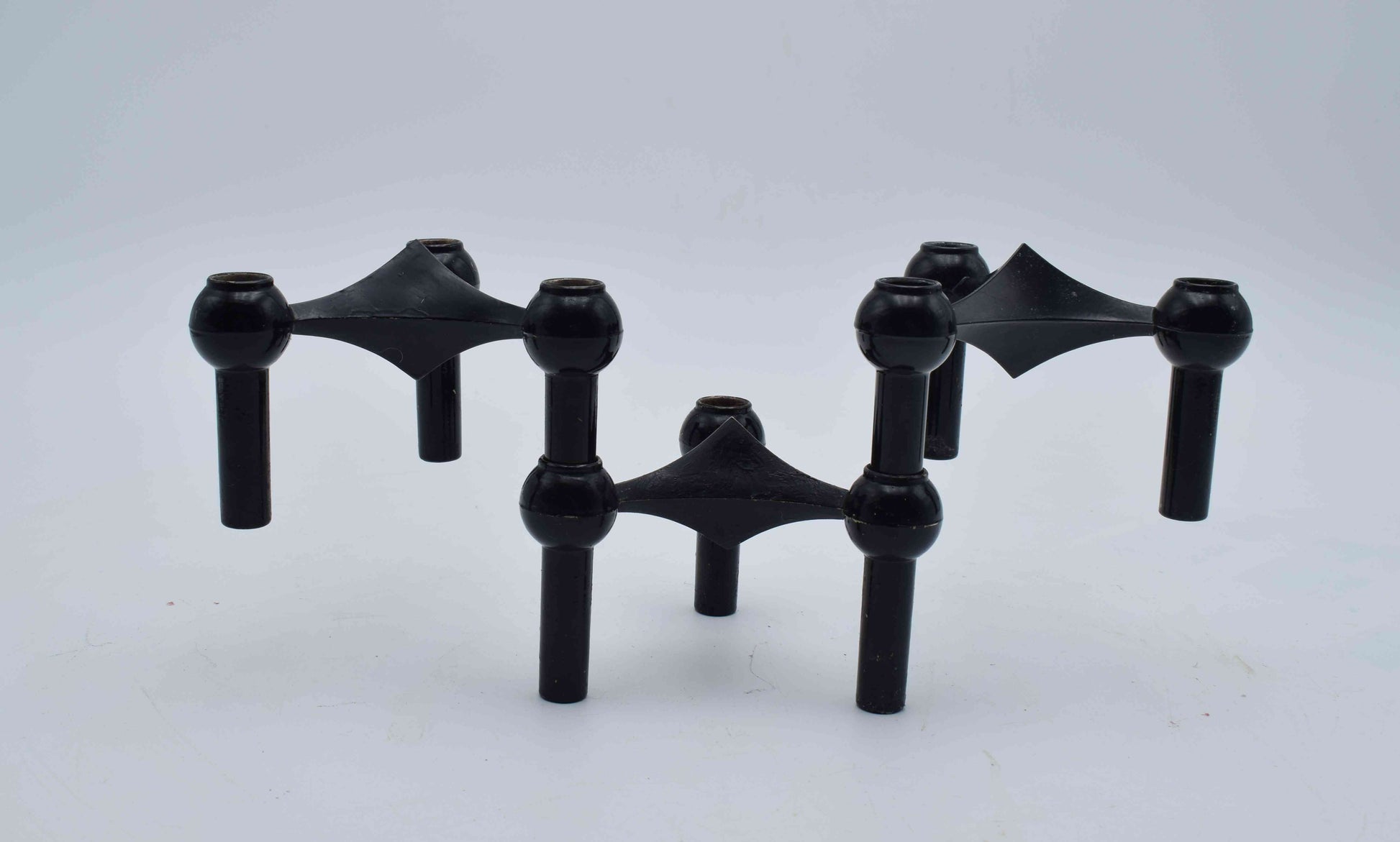 nagel candleholders, george nelson, mid century modern, west germany, stoffi nagel bmf, metal candle holders, eames panton era, chrome candle holder, flowerpower 1960s, industrial design, scandinavian design, danish design, swedish design