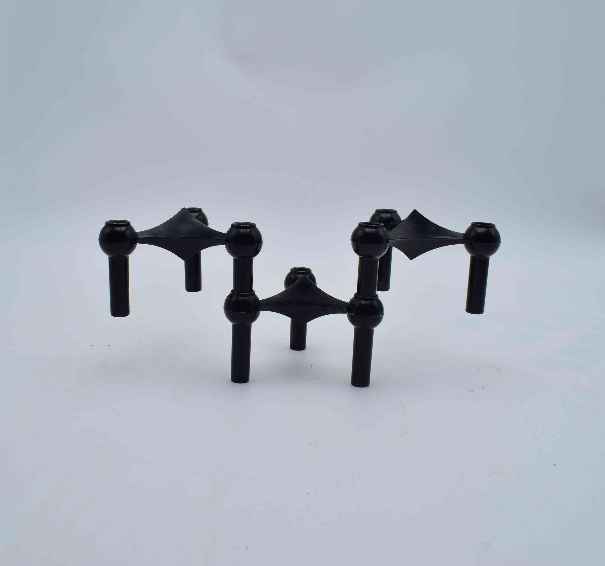 nagel candleholders, george nelson, mid century modern, west germany, stoffi nagel bmf, metal candle holders, eames panton era, chrome candle holder, flowerpower 1960s, industrial design, scandinavian design, danish design, swedish design