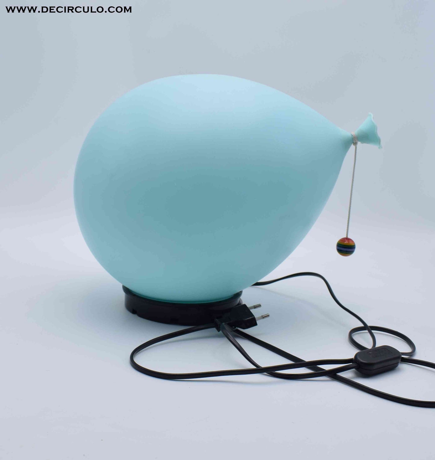 Balloon lamp designed by Yves Christin for Bilumen table or wall/ceiling light, Italy 1970s diffuser of blown plastic and black ABS base