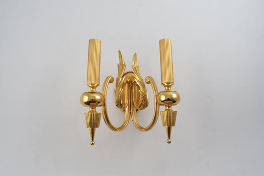 Sciolari hermoso aplique de latón chapado en oro estilo regencia de Hollywood de Gaetano Sciolari