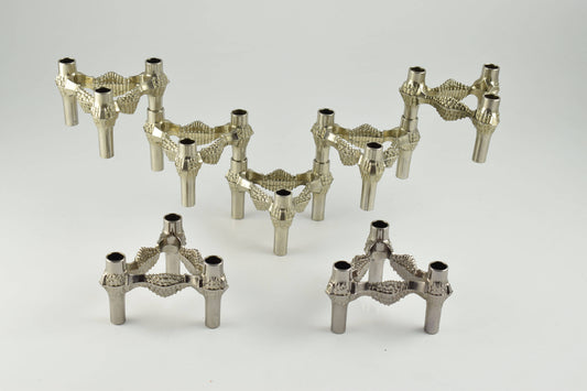 Juego de 7 candelabros BMF Nagel Alemania Occidental Raros candelabros de los años 60 y 70