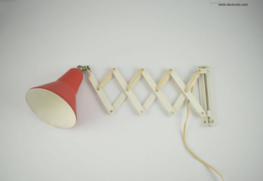 Lámpara de pared tipo tijera retro holandesa Anvia, lámpara de pared vintage en rojo y blanco de Anvia Light Designers