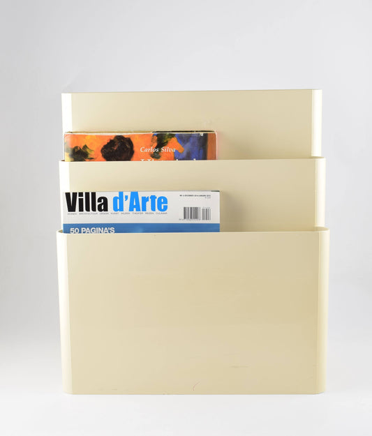 Kartell Giotto Stoppino Gran estante para revistas o periódicos vintage blanco de los años 70