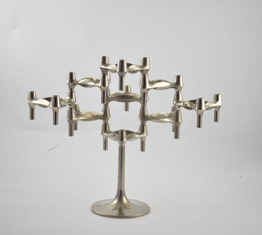 Juego de 9 portavelas nagel más base diseñado por Ceasar Stoffi y Fritz Nagel y fabricado por BMF