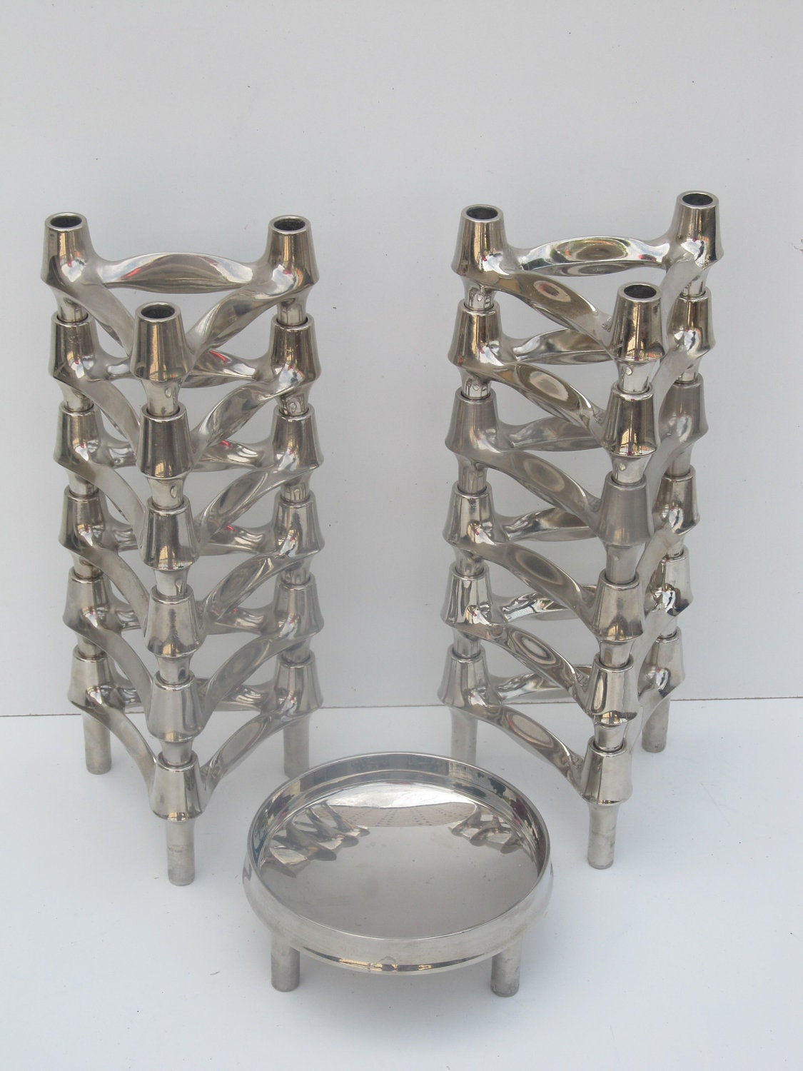 Fritz Nagel & Ceasar Stoffi BMF Candleholders Set of twelve and one bowl, stackable