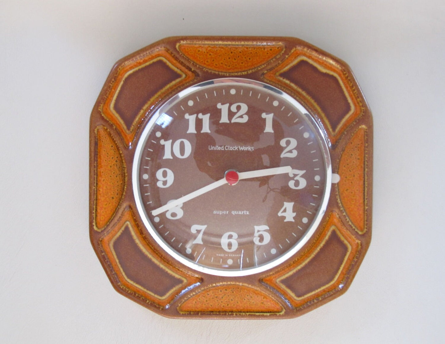 Vintage ceramic wall clock made in Germany by  "United Clock Works"