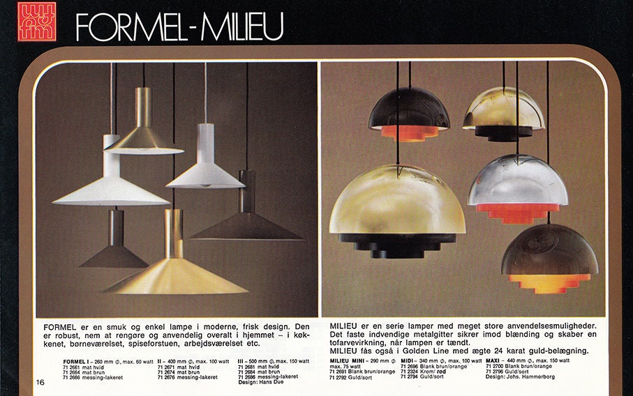 Fog en Morup Formel 2 witte hanglamp ontworpen door Hans Due, Denemarken 1975.