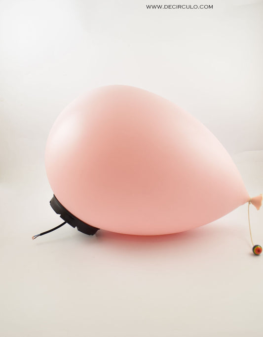 XL roze Ballonlamp Yves Christin voor bilumen wand- of plafondlamp, Italië jaren 70 diffuser van geblazen kunststof en zwarte ABS voet