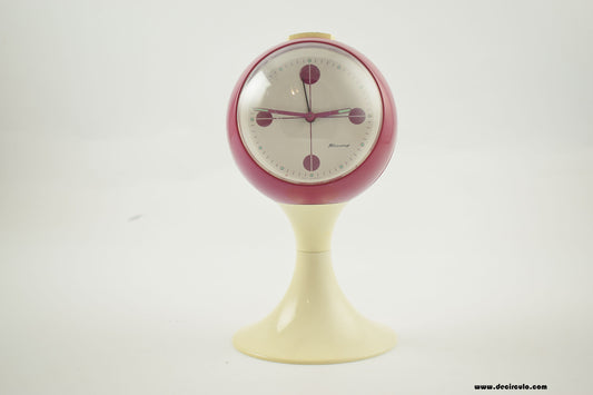 Reloj despertador de pedestal en forma de tulipán, fabricado por Blessing, Alemania occidental, a principios de los años setenta.