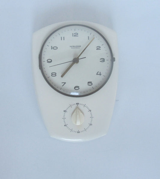 Witte noblesse vintage porseleinen keukenklok met timer, keramische keukenklok werkt op batterij