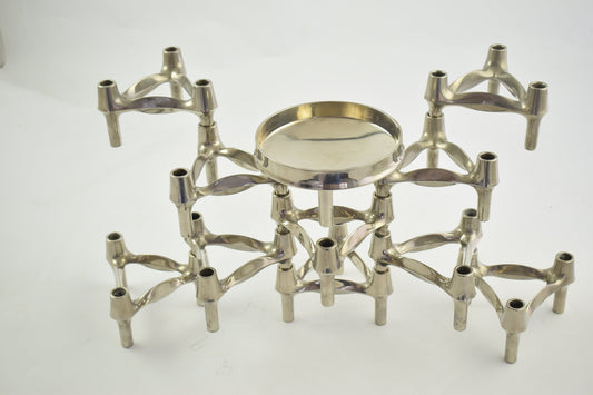 Juego de 10 portavelas apilables de la era espacial + cuenco diseñado por Fritz Nagel BMF candelabros de los años 60