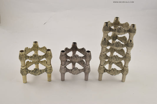 8 kandelaars Quist Nagel, West-Duitsland, typische kandelaar uit de jaren 60 en 70