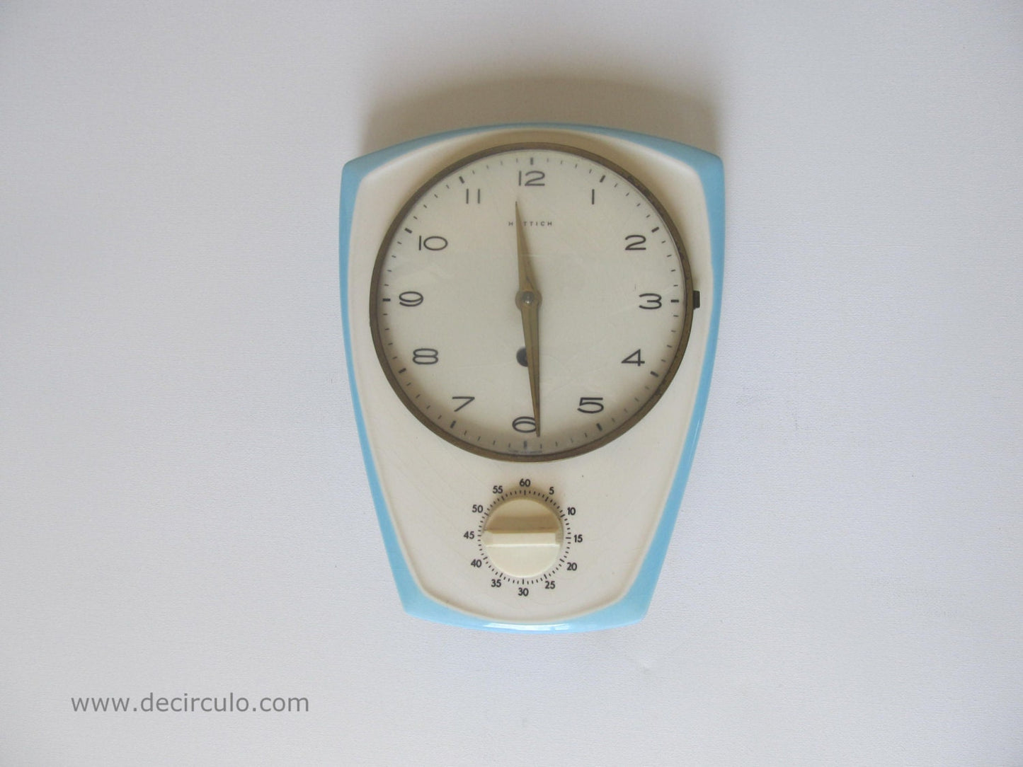 Ceramic Hettich kitchen clockwith timer, porcelain german vintage kichten clock with key