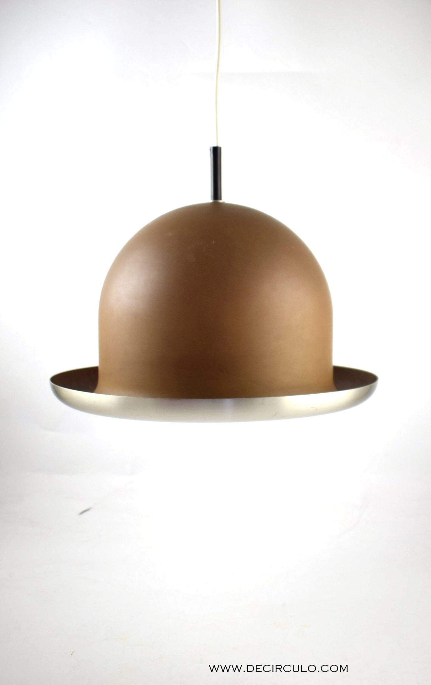 Raak Bowler b-1072 pendant lamp by Casati and Ponzio cinnamon brown suspension Lamp from Raak light architects Amsterdam 1972