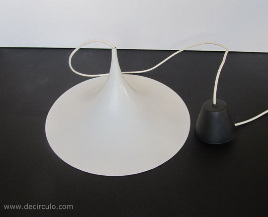 Lámpara colgante blanca, lámpara colgante blanca de la versión pequeña de los años 80, semi parecida
