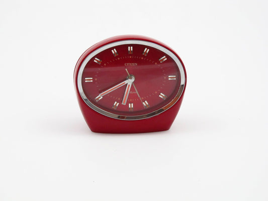 Citizen red and silver Japanese two Jewels Alarm Clock, spage age 2 jewels alarm from citizen