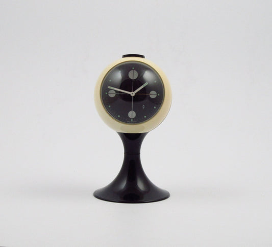 Reservado para A... Reloj despertador Blessing con pedestal en forma de tulipán blanco, fabricado en Alemania. Era espacial, hecha de plástico desde principios de los años 1970